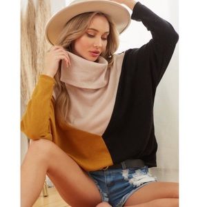 Cowl neck dolman pullover sweater